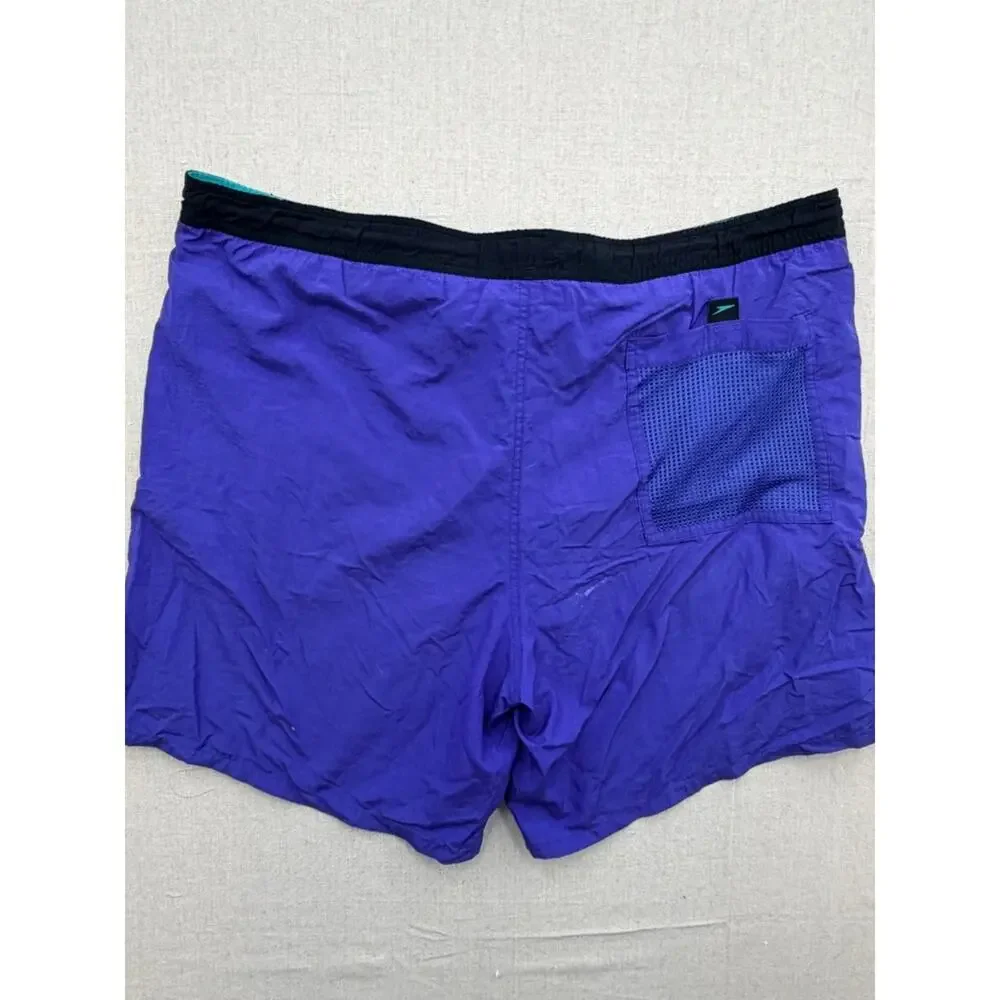 Vintage Speedo Purple and Black Swim Trunks